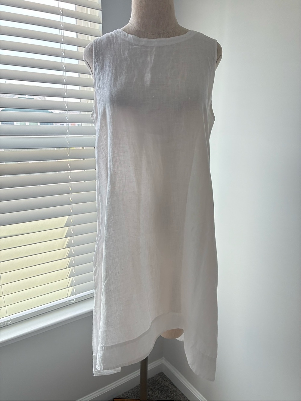 Eileen Fisher Women's White Organic Linen Sleeveless Shift Dress